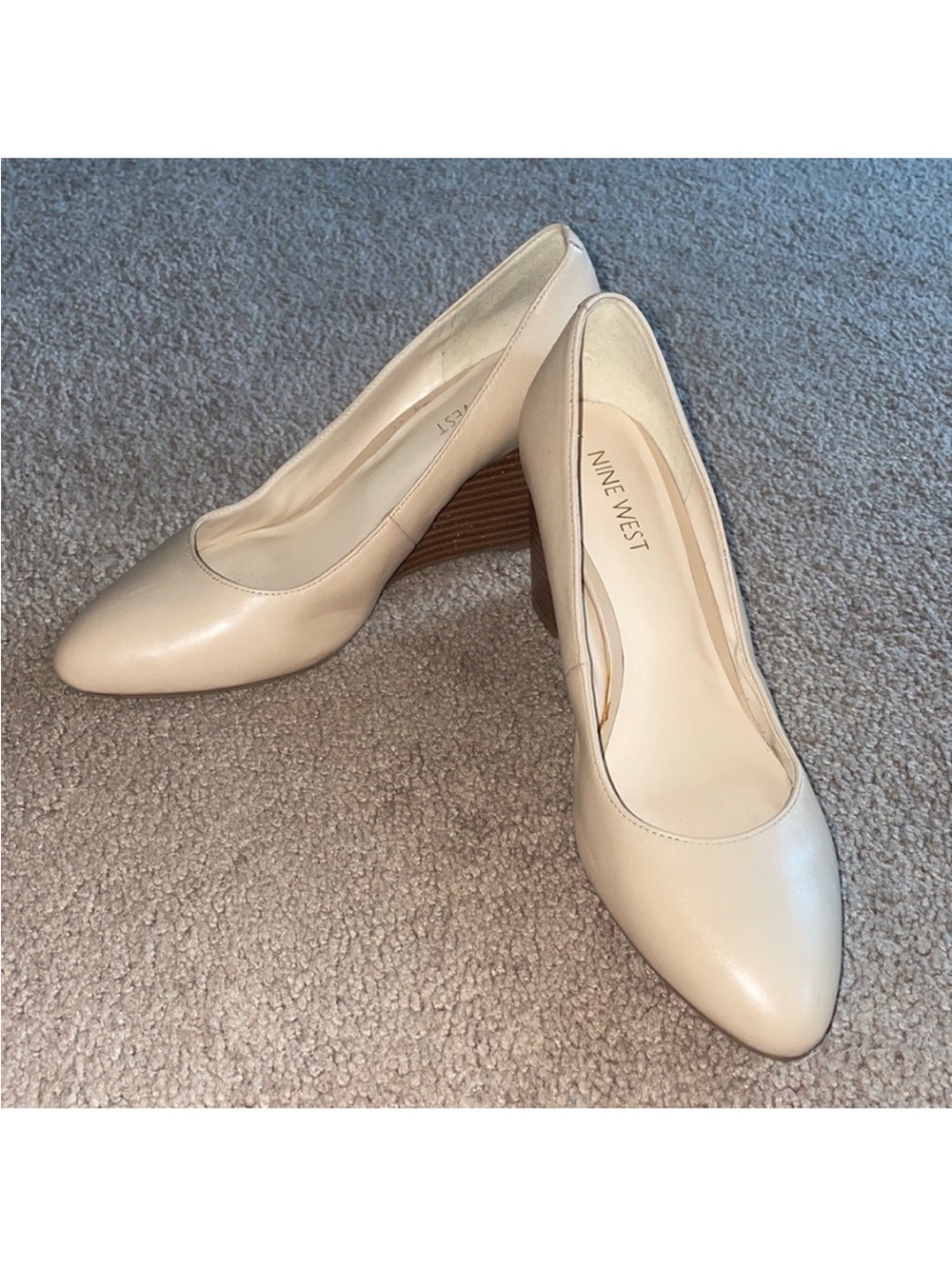 Nine West Beige/Cream Pointed-Toe Wedge Pumps